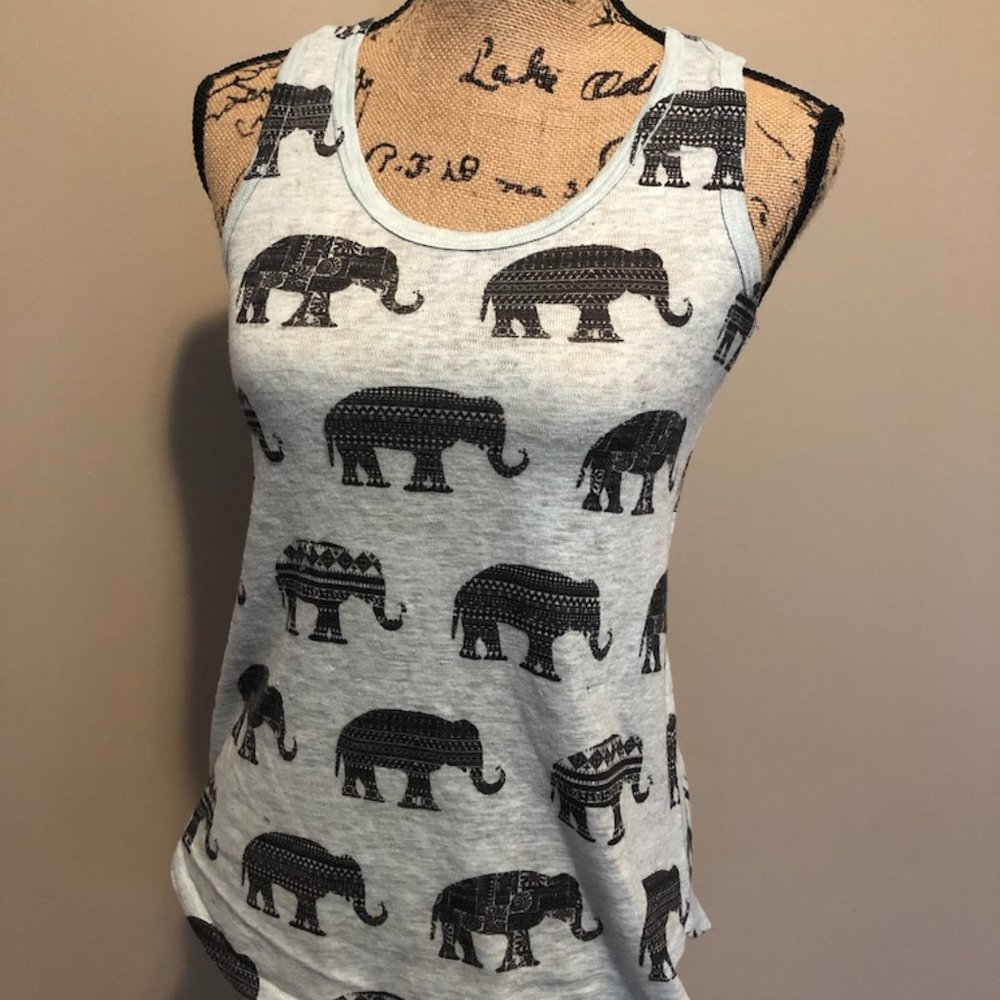 Light teal elephant tank top with open back